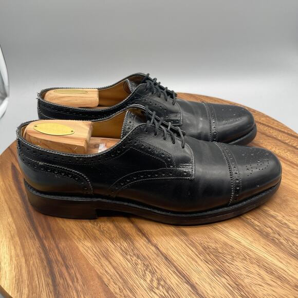Allen Edmonds Lexington Oxfords Mens 9.5 C Black Leather Cap Toe Dress Shoes - Picture 1 of 8